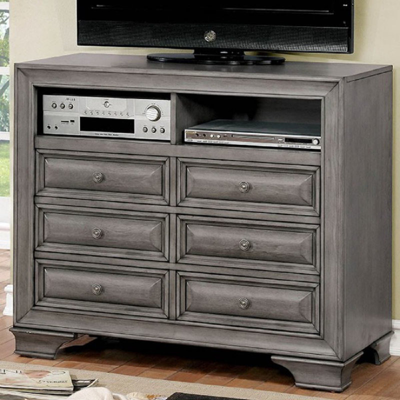 Commode média 6 tiroirs Goldene, Gris