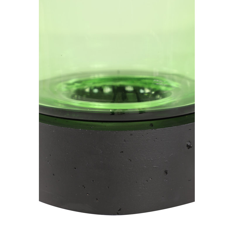 Lanterne ronde en verre, Vert / Jaune / Noir