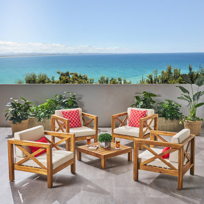 Raymo Acacia 4 - Person Patio Conversation Set with Cushions