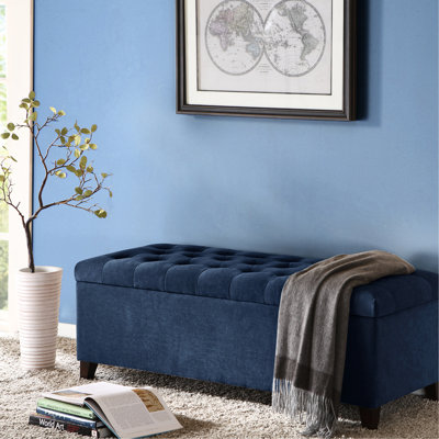Revêtement de siège bleu marine avec banc de rangement intérieur - pièce décorative