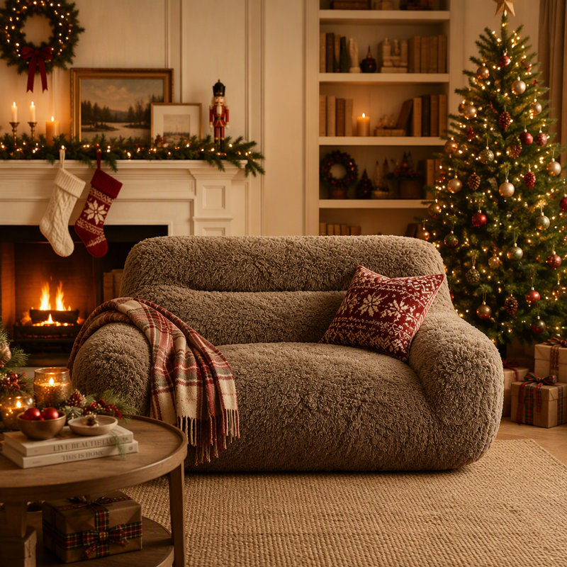 Upholstered 57.1 " Boucle Sofa & Chaise