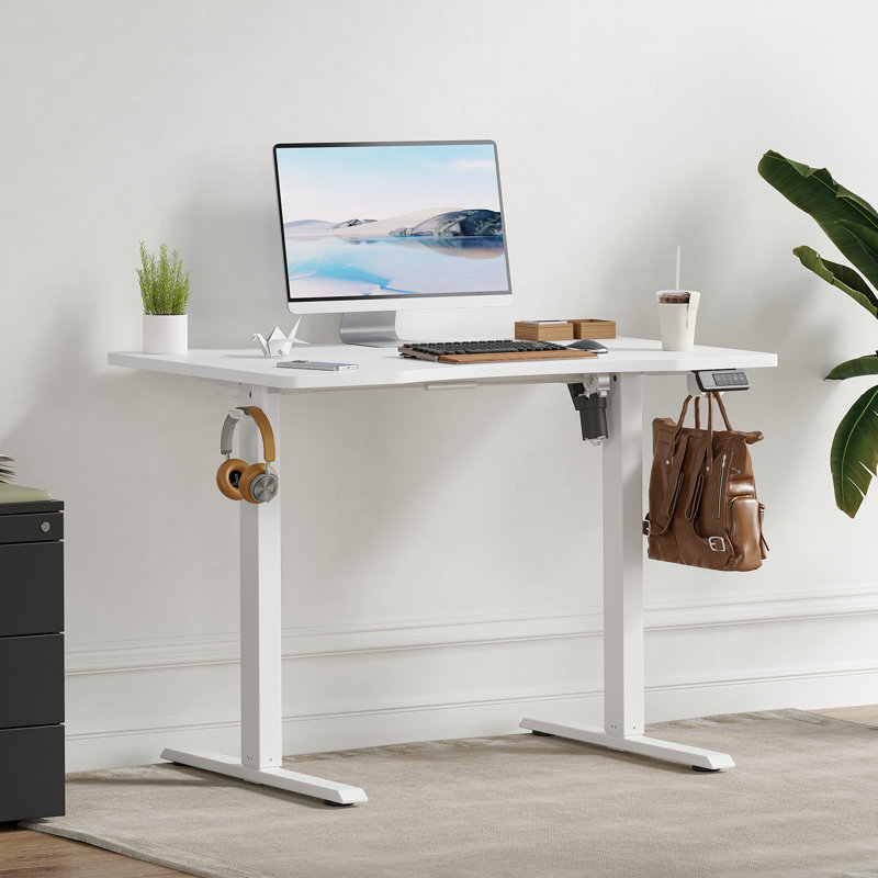 Dulane Adjustable Metal Base Standing Desk, White