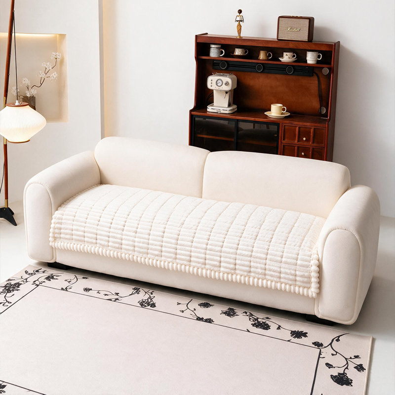 Pet-Friendly Shaggy Sofa Cover - Thick Plush Furniture Protector For Living Room, Tatami, Bay Window, Or Headboard Use
