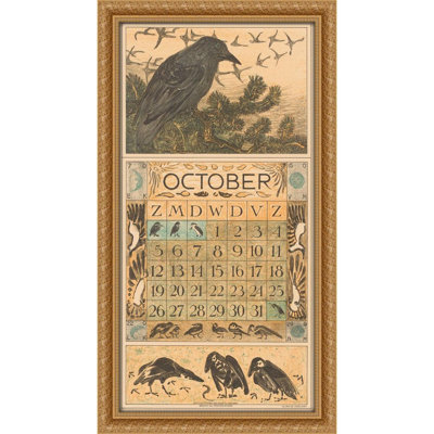 Kalenderblad oktober met kraai (1912)