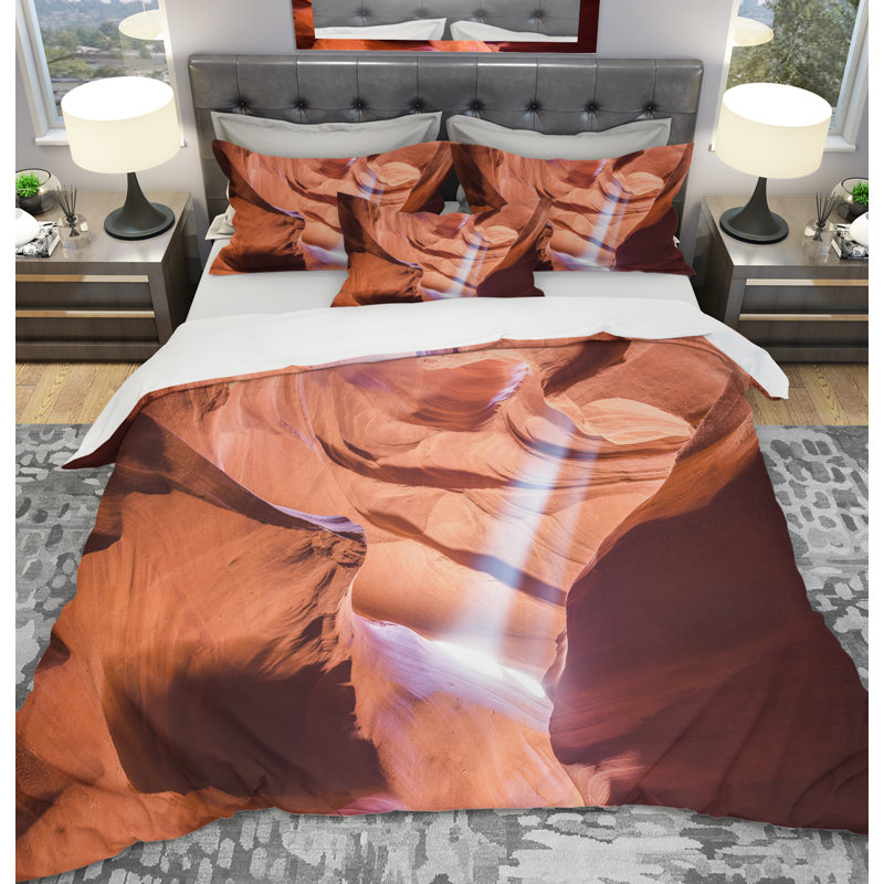 Ensemble de housse de couette designart light to antilope canyon, Housse simple + 1 taie décorative