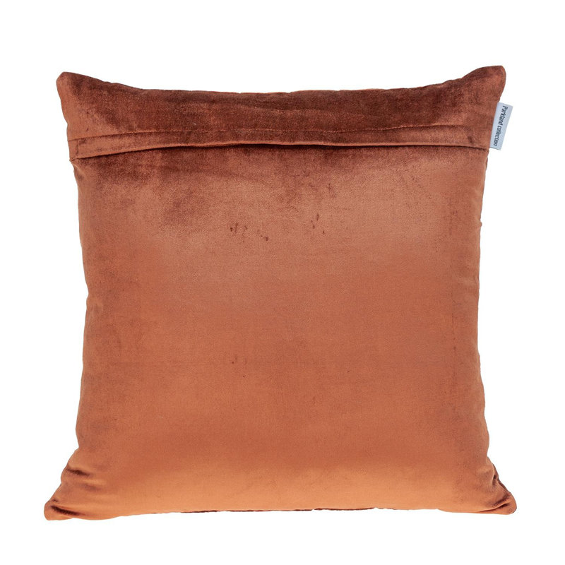 Housse de coussin rectangulaire en polyester / mélange de polyester, Velours orange touffeté matelassé, H 14 po x l 24 po