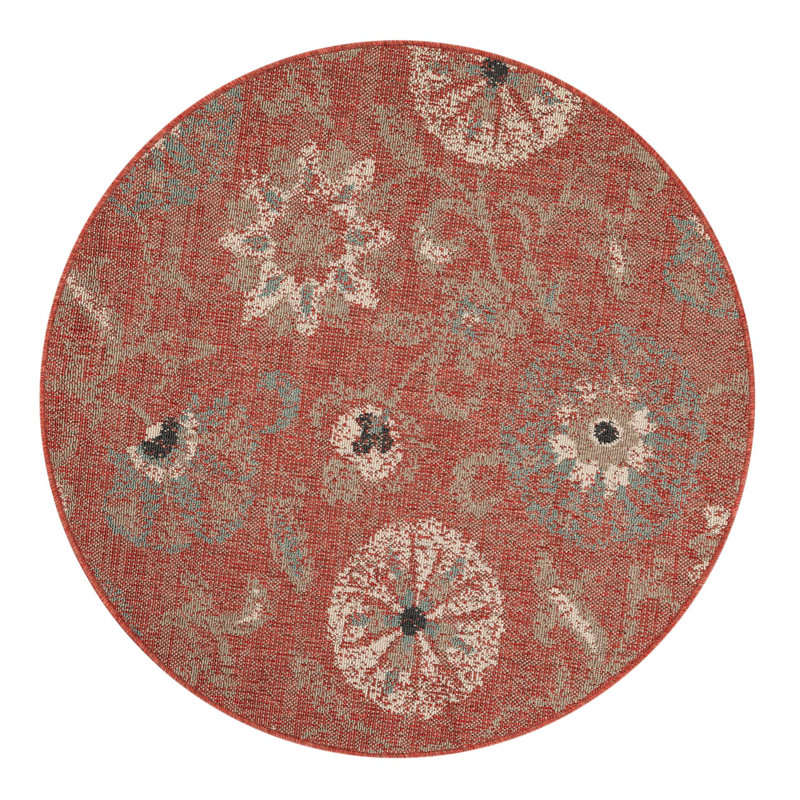 Indoor/Outdoor Botanical Area Rug, Round 4'1"