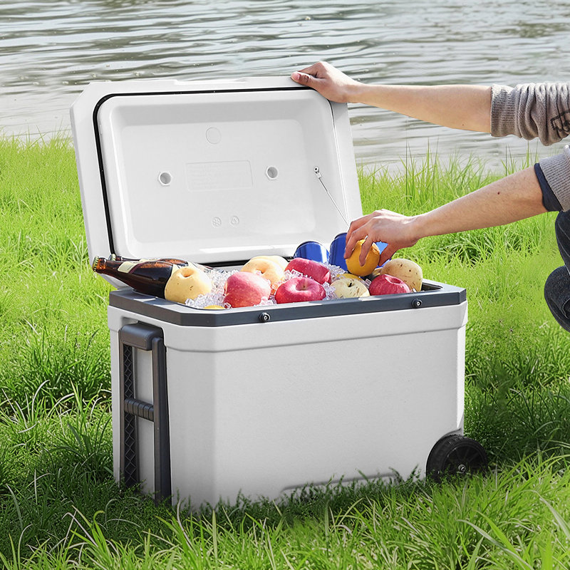 Portable Cooler 45 QT Insulated Wheeled Cooler 64 Can Capacity with Cup Holder