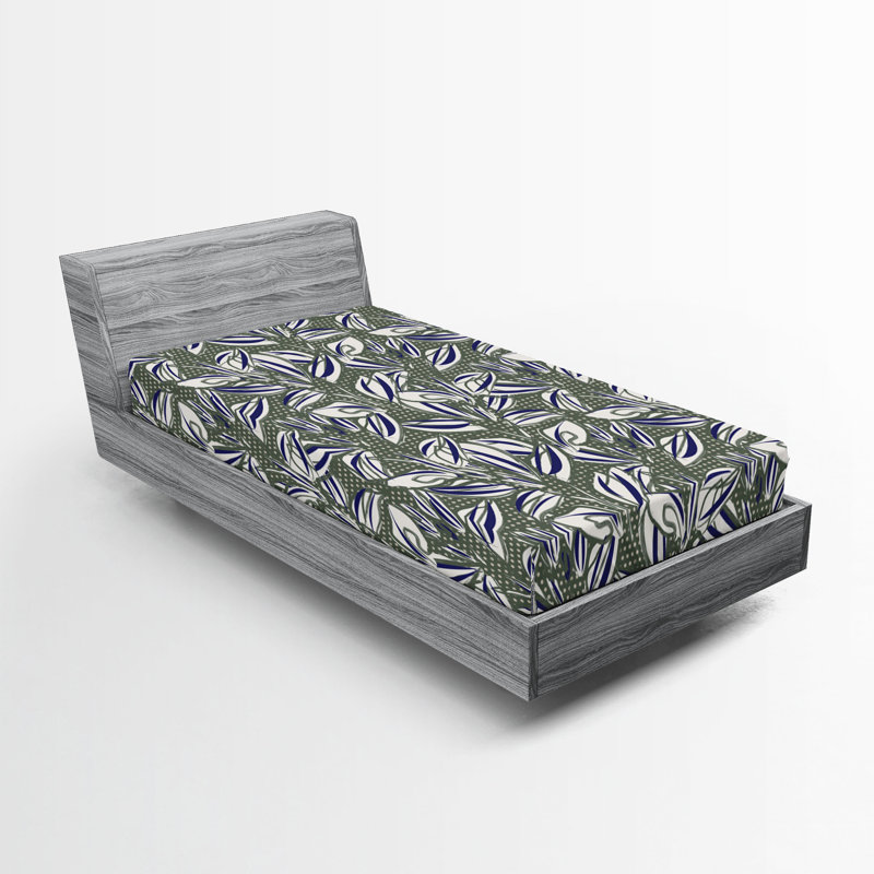 Drap-housse rustique Ambesonne, Drap-housse simple TG, Lavande foncé, vert sauge / floral