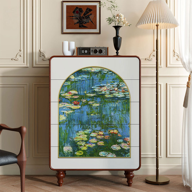 Commode française rétro avec peinture à l'huile