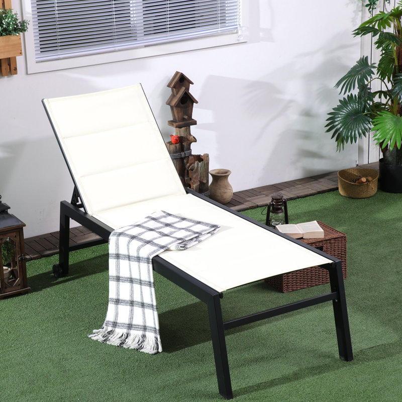 Chaise longue inclinable 66,25 po Clotiel, Blanc crème