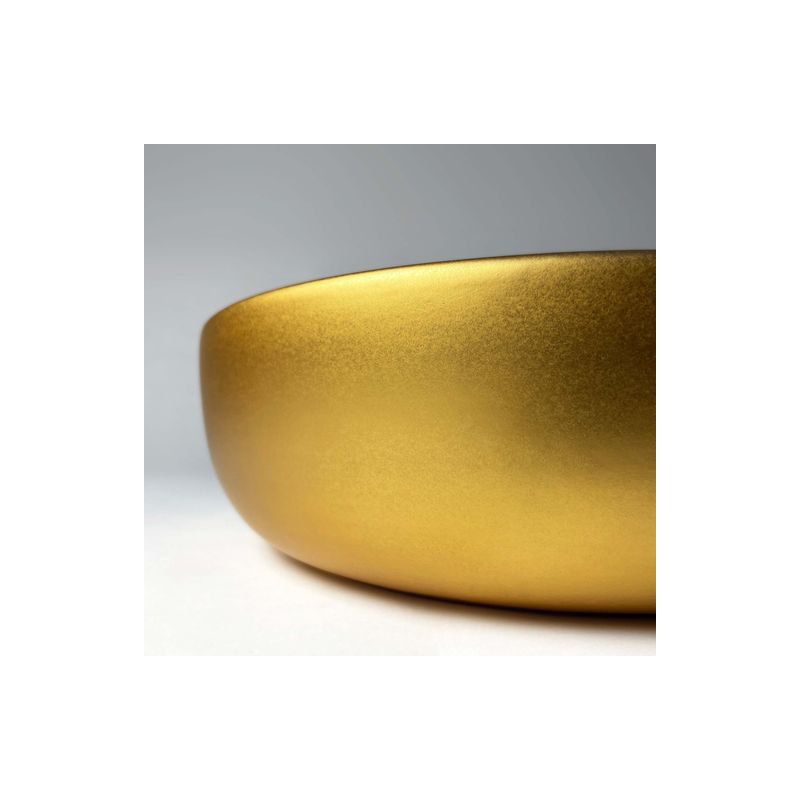 Bliss Ceramic Round Drop-In Bathroom Sink, Matte Gold/White