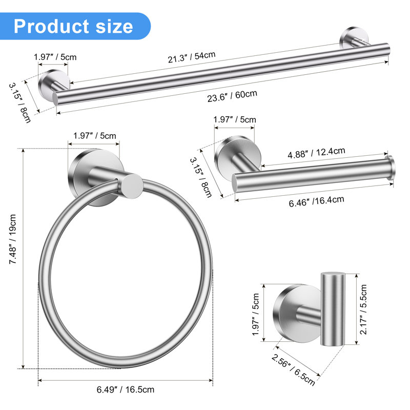Ensemble de quincaillerie de salle de bain 5 pièces (ensemble de 5), Nickel brossé
