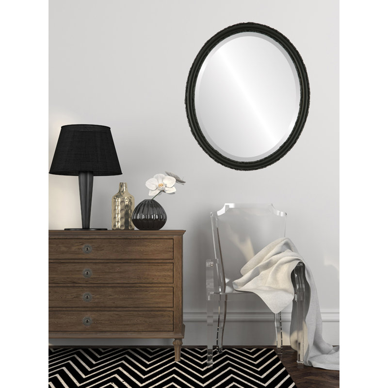 Schlater Wood Flat Wall Mirror, 17" H x 13" W, Matte Black