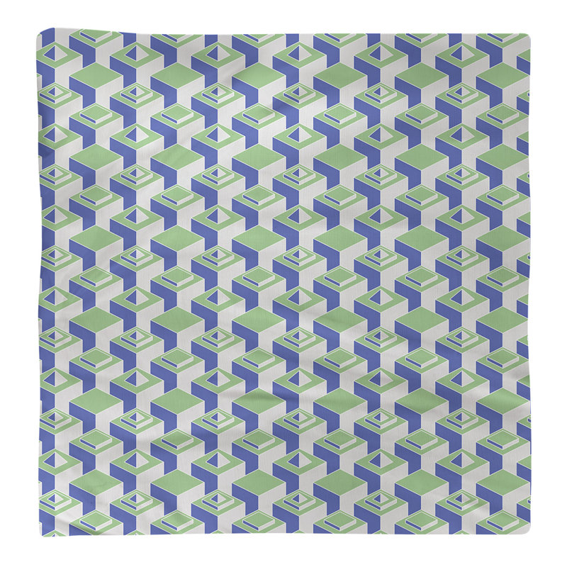 Serviette de table en coton à motif de gratte-ciels à deux couleurs, H 0,1 po x l 22 po x P 22 po, Vert/bleu, Croisé en coton