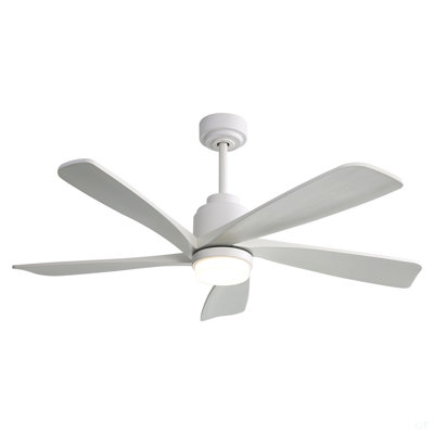 Ventilateur de plafond moderne de 52 pouces avec lumière DEL à intensité variable et 5 pales en bois massif avec moteur à courant continu réversible et télécommande