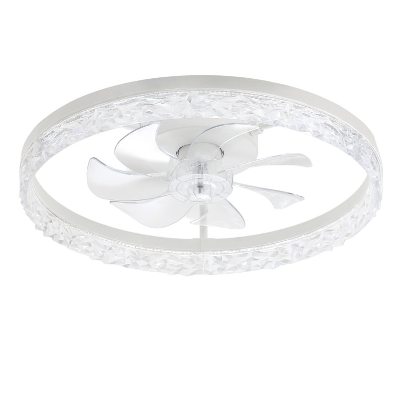 Cissline 20" Modern Flush Mount Ceiling Fan with LED Light and Remote for Bedrooms & Living Areas