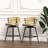 2pcs Brown Technical Leather Bar Stools. 360 Degree Swivel, Metal Base, Upholstered Seat For Kitchen Island, Bar, Cafe Stools Of 2. Frame, Bars, Cafes, Farmhouses