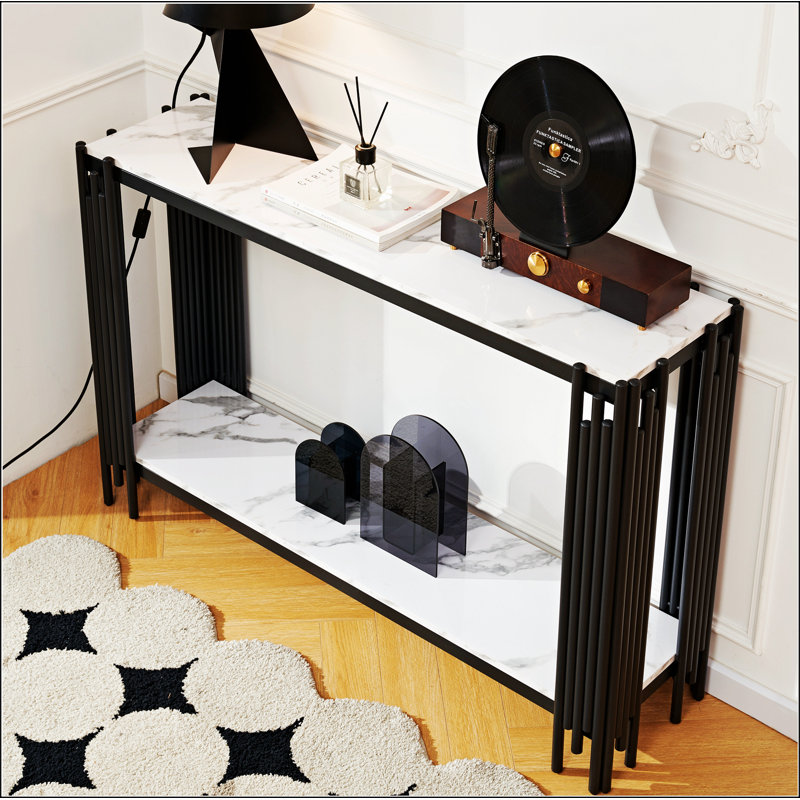 2 Tier Console Table, Living Room Sofa Table, Modern Narrow Entryway Table