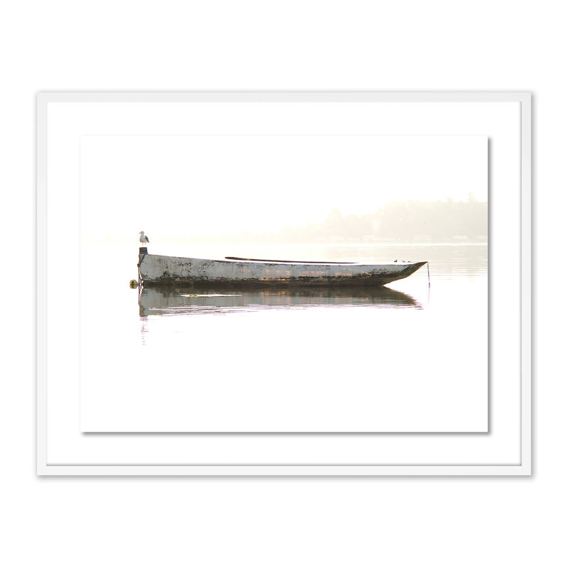 Oyster Skiff Print by Geoffrey Baris, White, 31" H x 40" W x 2.5" D