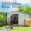 Remise de rangement extérieure de 11 pi x 9 pi Outsunny, remise en métal pour outils de jardin avec trousse de fondation, double porte verrouillable, bouches d'aération et toit incliné, pour cour, patio, pelouse, argent-98202133-98202132