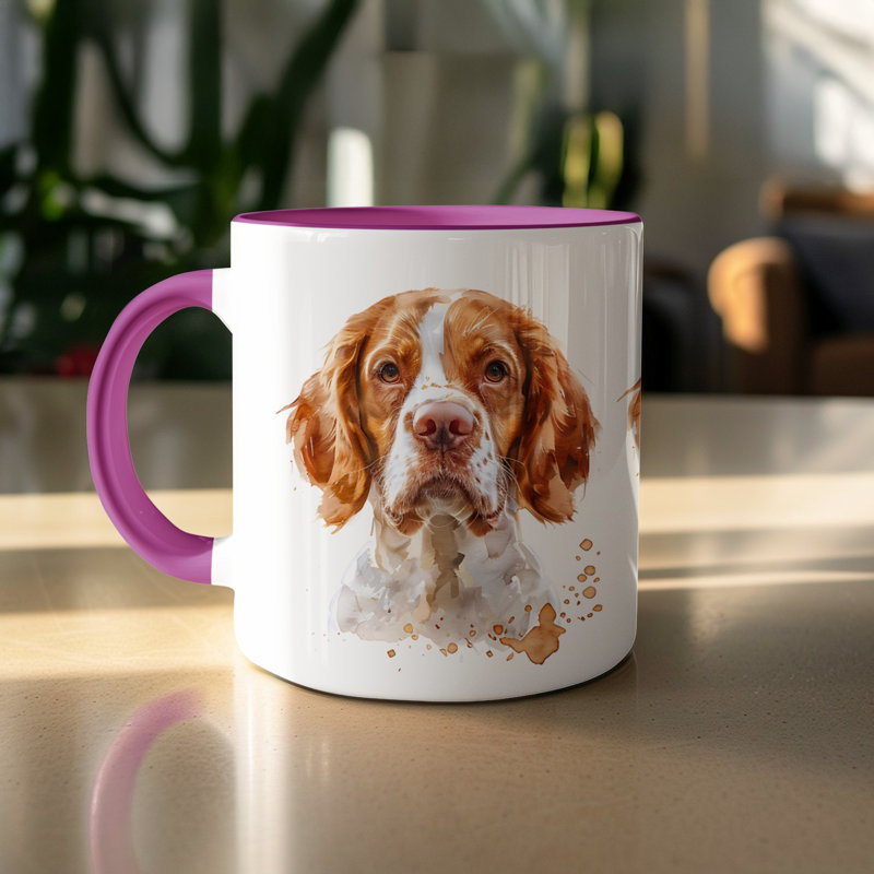 Three Watercolor Schnauzer Design 11oz Coffee Mug, 3, Purple