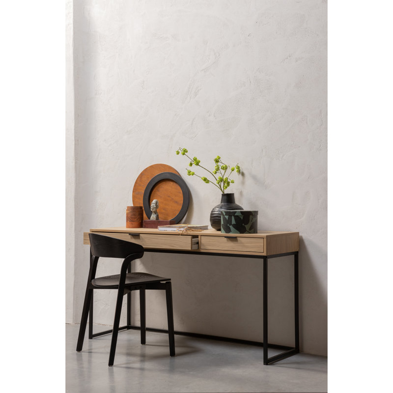 Silas Solid Wood Top Metal Base Writing Desk