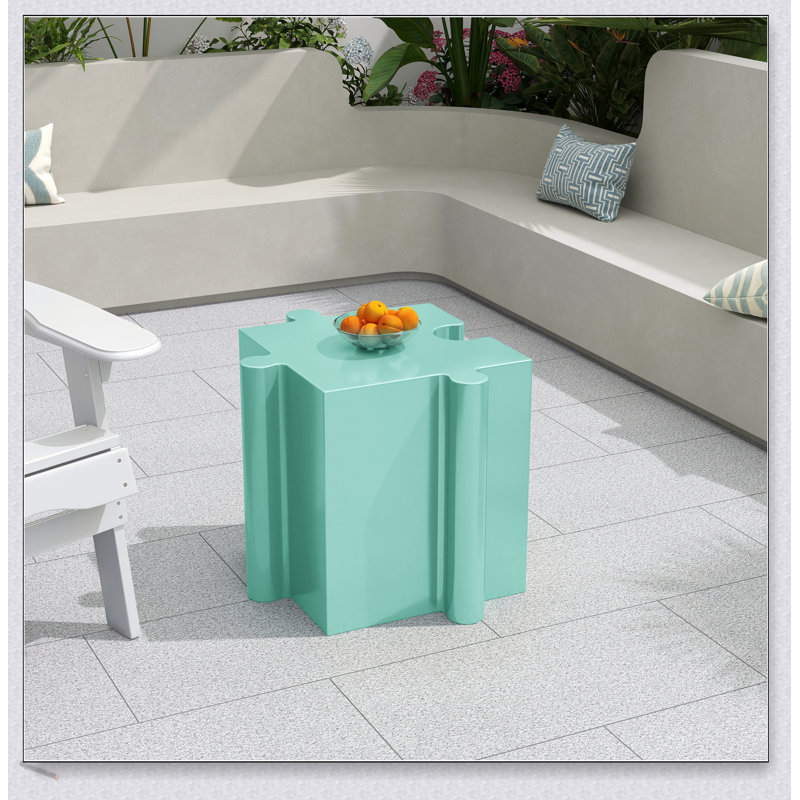 Puzzle Art Side Table, Modular Convex Edge MGO Table - Buy Singles Or Combine For Custom Layouts, Indoor & Outdoor, Green