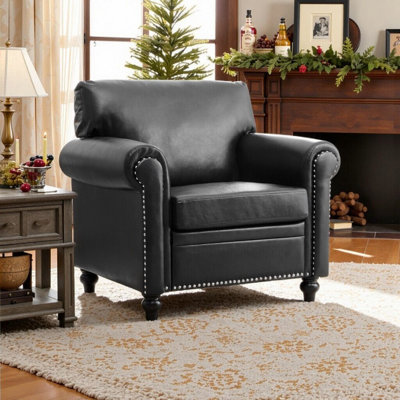 Modern 1 Seater Sofa With Spring Cushion And Solid Wood Frame For Living Room