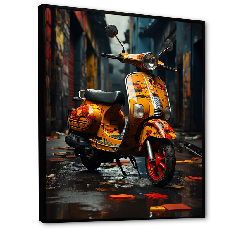 Scooter Escape II sur impression sur toile, H 32 po x l 24 po x P 1 po, Cadre flottant noir