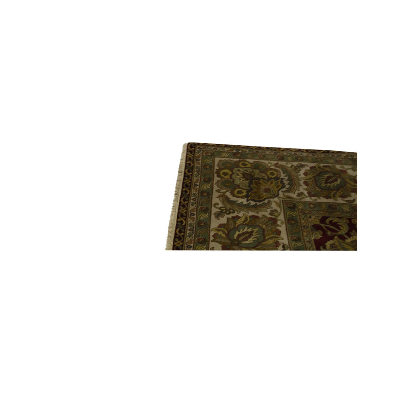Tapis rouge et ivoire noué à la main de haute qualité