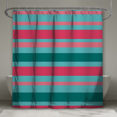 Blue Pink Stripes Shower Curtains Extra Long