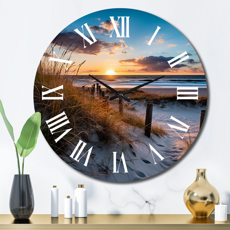 Tranquility Path To Dune Beach IV Metal Wall Clock, Large