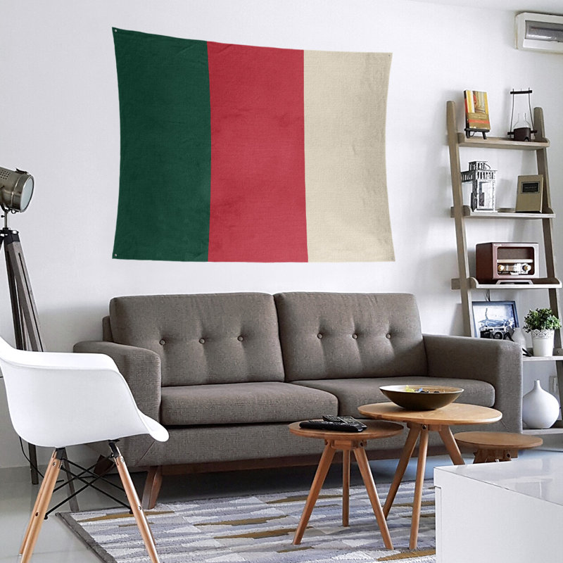 Polyester Tapestry, 88" H x 104" W, Forest Green/Iron Range Red/Minnesota Wheat