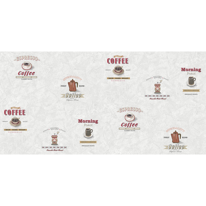 Kitchen Recipes Coffee Motif 32.8' L x 21" W Smooth Wallpaper Roll, Terracotta