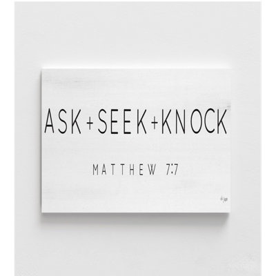 «Ask, Seek, Knock», très grand, impression encadrée de Matthew 7: 7, affiche de verset de la Bible de Matthew, décoration murale de la Bible minimaliste, cadeau de bureau chrétien