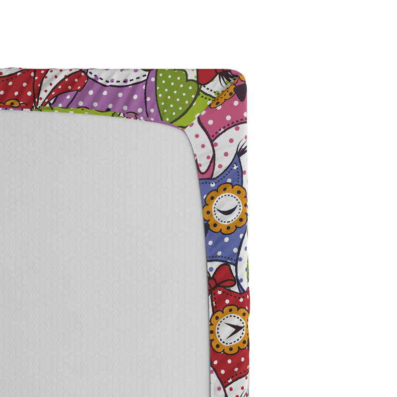 Microfiber Fitted Sheet, Queen Fitted Sheet, Red/Pink/Green Owl