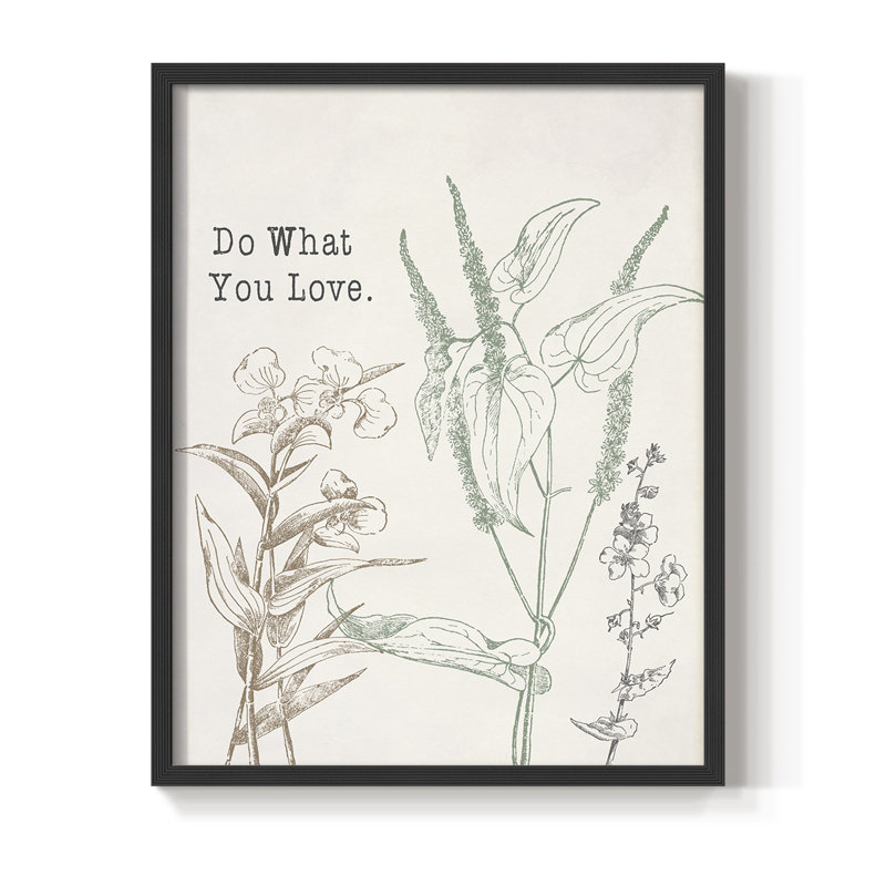 «Do What You Love», reproduction encadrée - bois massif, H 11 po x l 9 po, Noir, noir, noir, noir