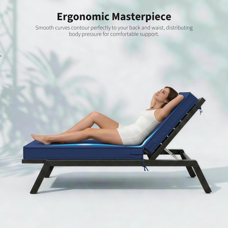 Coussin de chaise longue d'extérieur 2 pièces, 80 po x 26 po x 4 po, 2, 80" W x 26" D, Marine