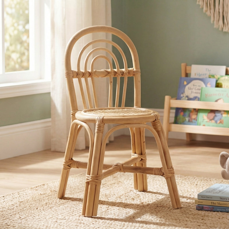 Kids Hand Crafted Rattan And Cane Chair For Children