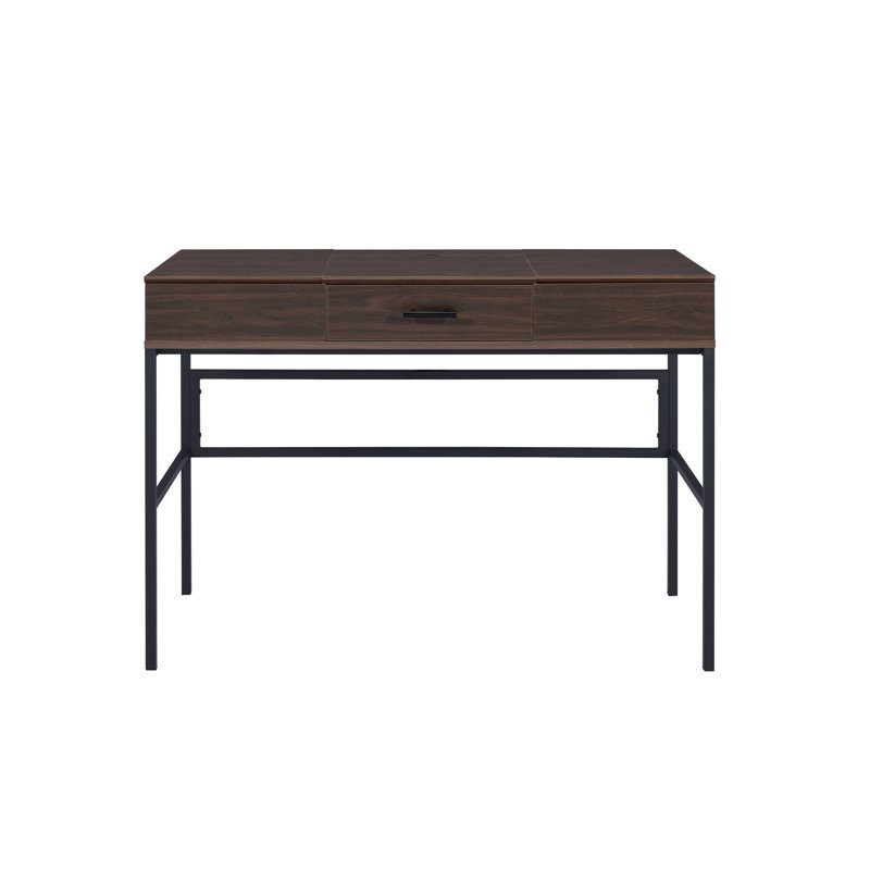 Bureau d'écriture Verster en chêne et finition noire avec USB (sans la chaise de bureau), Chêne