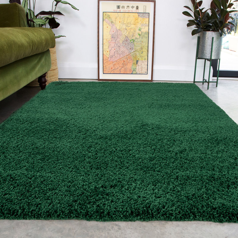 Durable Super Soft Shaggy Dark Green Rug, Rectangle 160 x 230cm