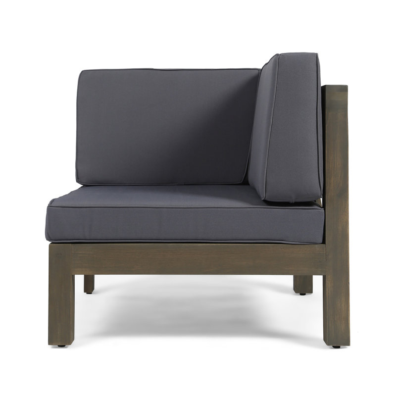  Ensemble de causeuse d'extérieur 2 pièces avec cadre en bois d'acacia et coussins résistants aux intempéries, gris foncé