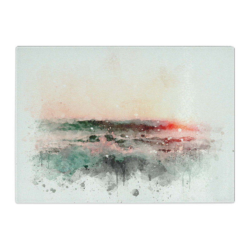 Tempered Glass Ocean Splash Chopping Board, 28.5 cm W x 20 cm L