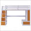 Lit mezzanine double avec bureau et tablettes-497006586