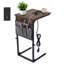 Table de bout en C avec station de charge, table d'appoint pour canapé - petite table de bout en C mince pour le salon, lecture - couleur brûlée