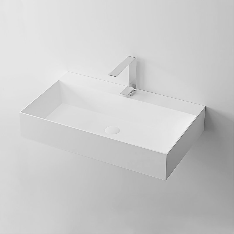Lavabo vasque rectangulaire blanc mat 36 "x 18" à fixation murale avec trou pour robinet