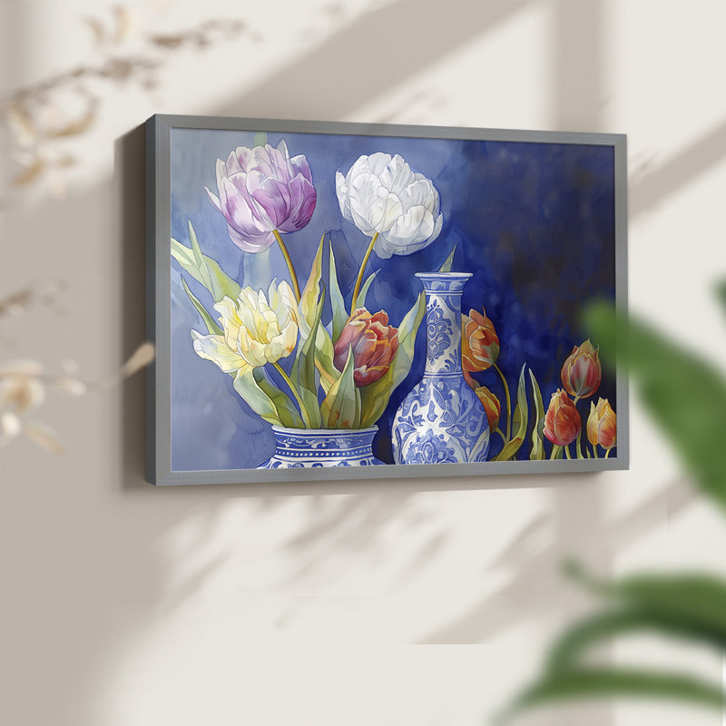 Série florale-CXV III - reproduction encadrée - réarmable, Gris, H 11 po x l 14 po