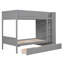 Lit superposé simple au-dessus de simple avec tiroirs et armoire de rangement multicouche - Bois massif peu encombrant, gris-957600304-957600305