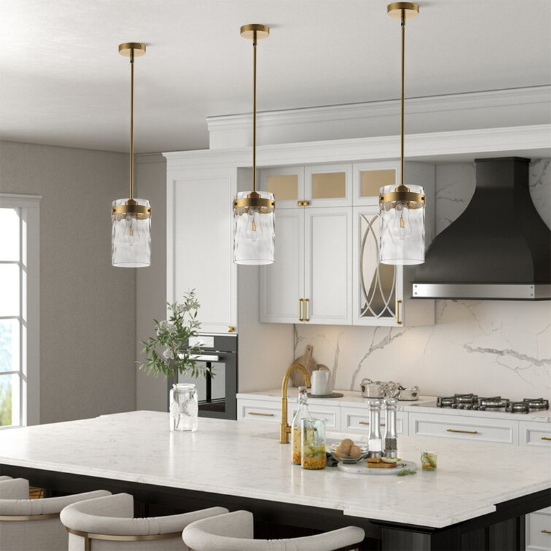 1-Copper colored dimmable glass iron pendant light